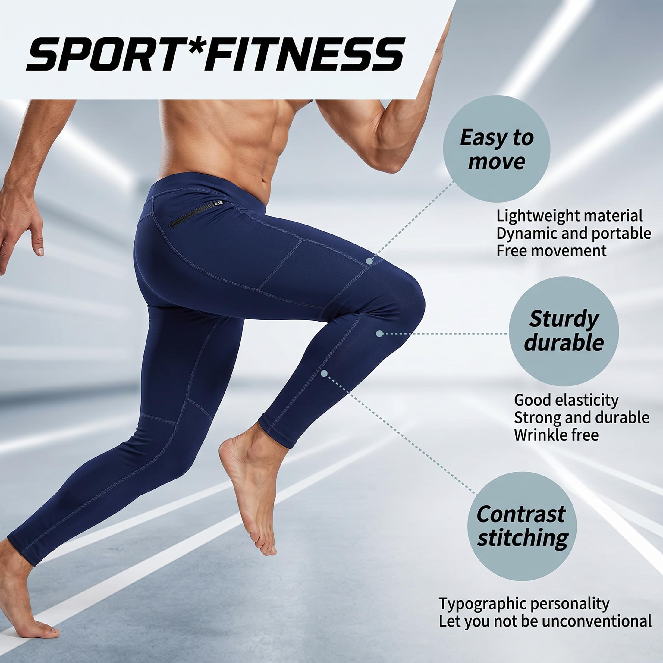 SANANG Pack de 3 Leggings de Compresión Hombre | Músculo Termorregulación for Running, Ciclismo, Gym