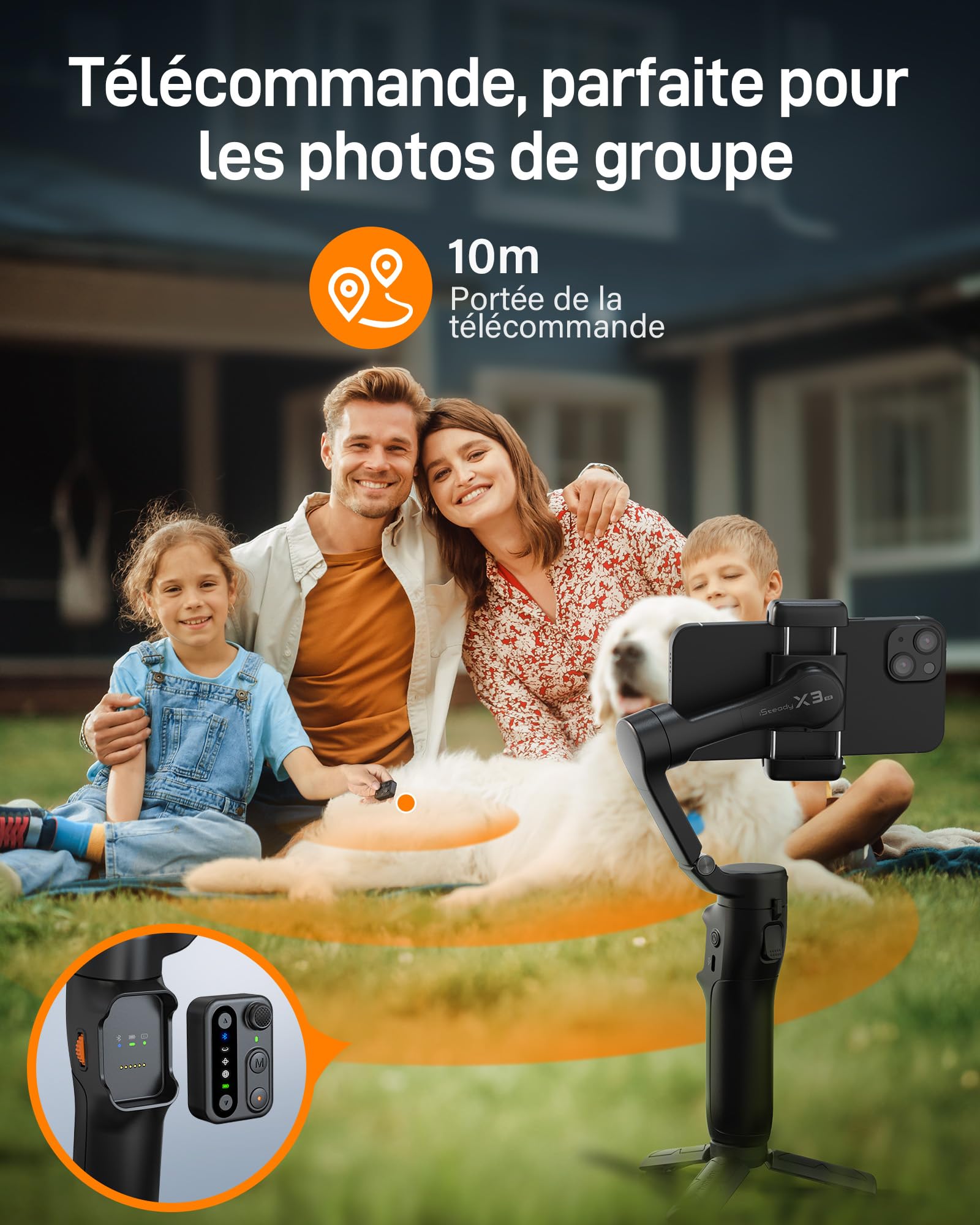 hohem Stabilisateur Smartphone iSteady X3 SE, 3 Axes Stabilisateur de Cardan, Design léger et Pliable avec télécommande détachable, Batterie de 11H, Parfait pour Le Vlogging et Les Selfies