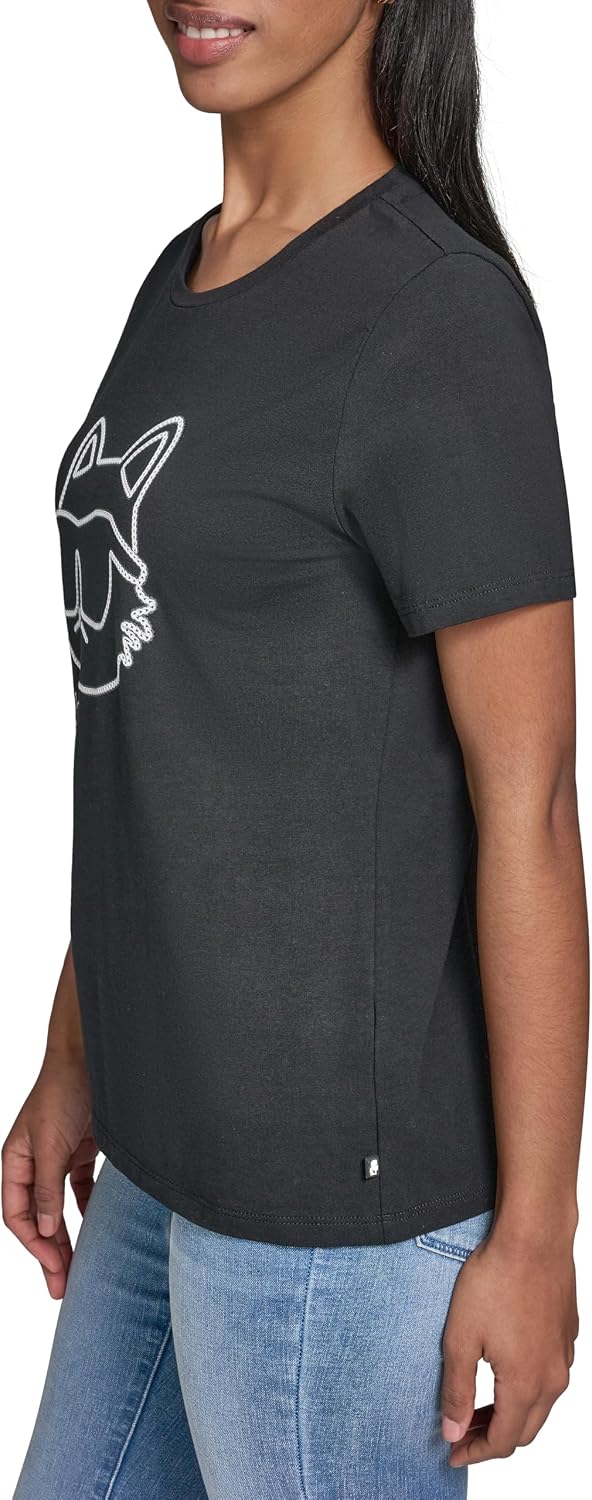 Karl Lagerfeld Women's Logo Choupette Outline T-Shirt
