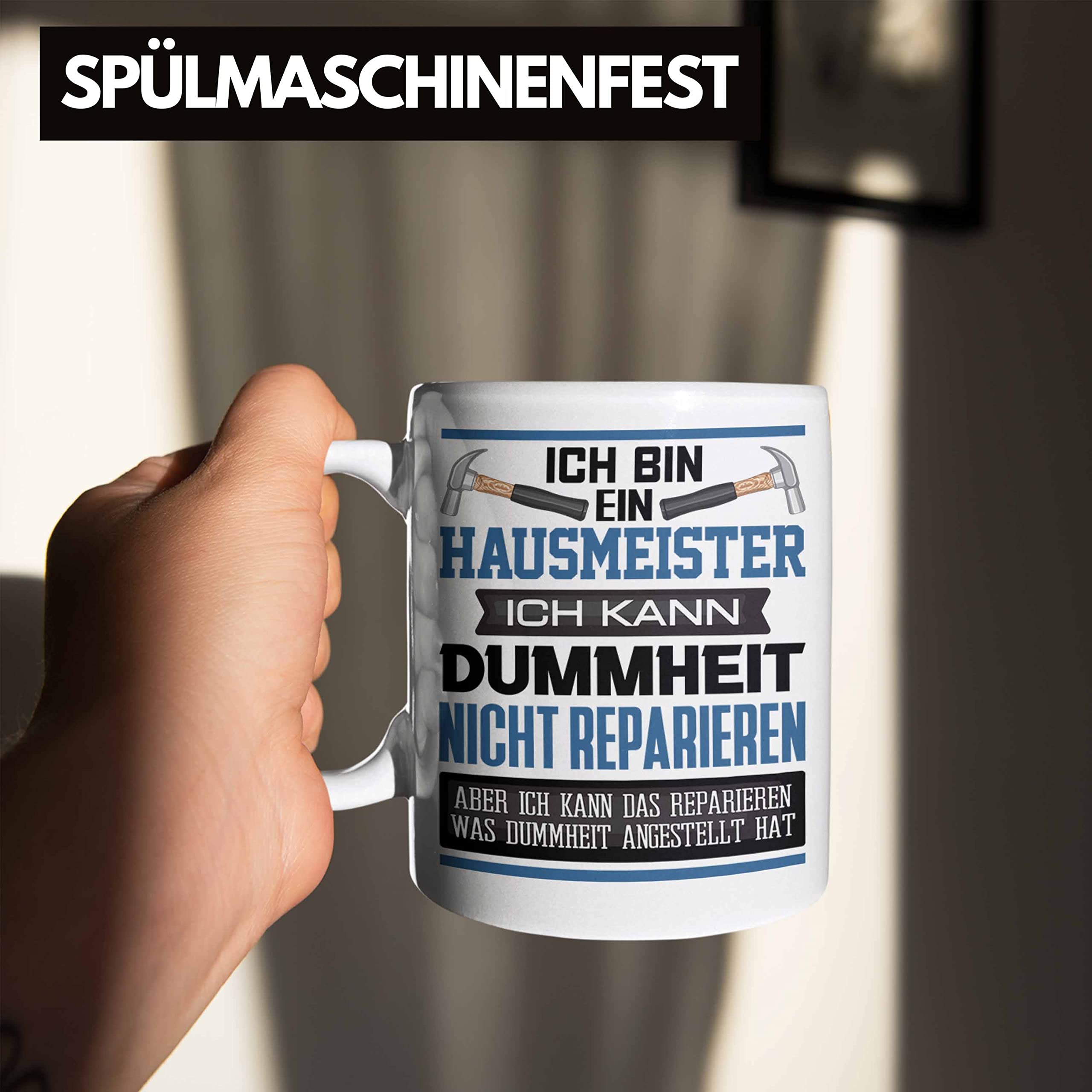 Lustige Hausmeister Tasse | Spruch "Ich Bin Hausmeister" | Schwarz, Beidseitig Bedruckt & Spülmaschinenfest