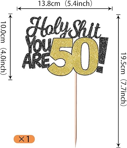 Miniatura 2 de Holy Shit You are 50 - Decoración para tartas con purpurina divertida para cumpleaños de 50 años para felicitaciones de 50 a 50 años de edad,