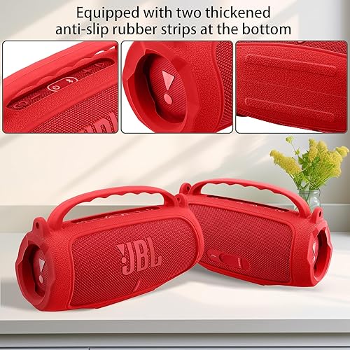 Miniatura 50 de co2CREA Funda de silicona para altavoz Bluetooth portátil impermeable JBL Charge 5, funda suave de viaje portátil con correa para el hombro, funda