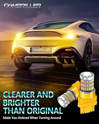 Miniatura 7 de Combriller Bombilla LED 3157 amarillo ámbar 3056 3156 3057 4157 Bombilla LED de repuesto para luz de señal de giro, bombillas de freno, luces