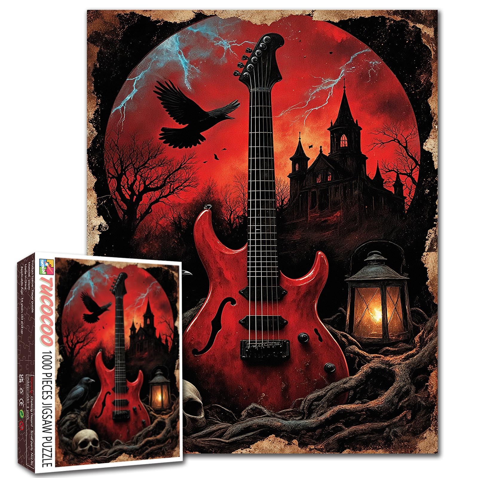 Gothic Guitar Puzzle 1000 Pieces for Adults Vintage Music Jigsaw Gift โ image 1