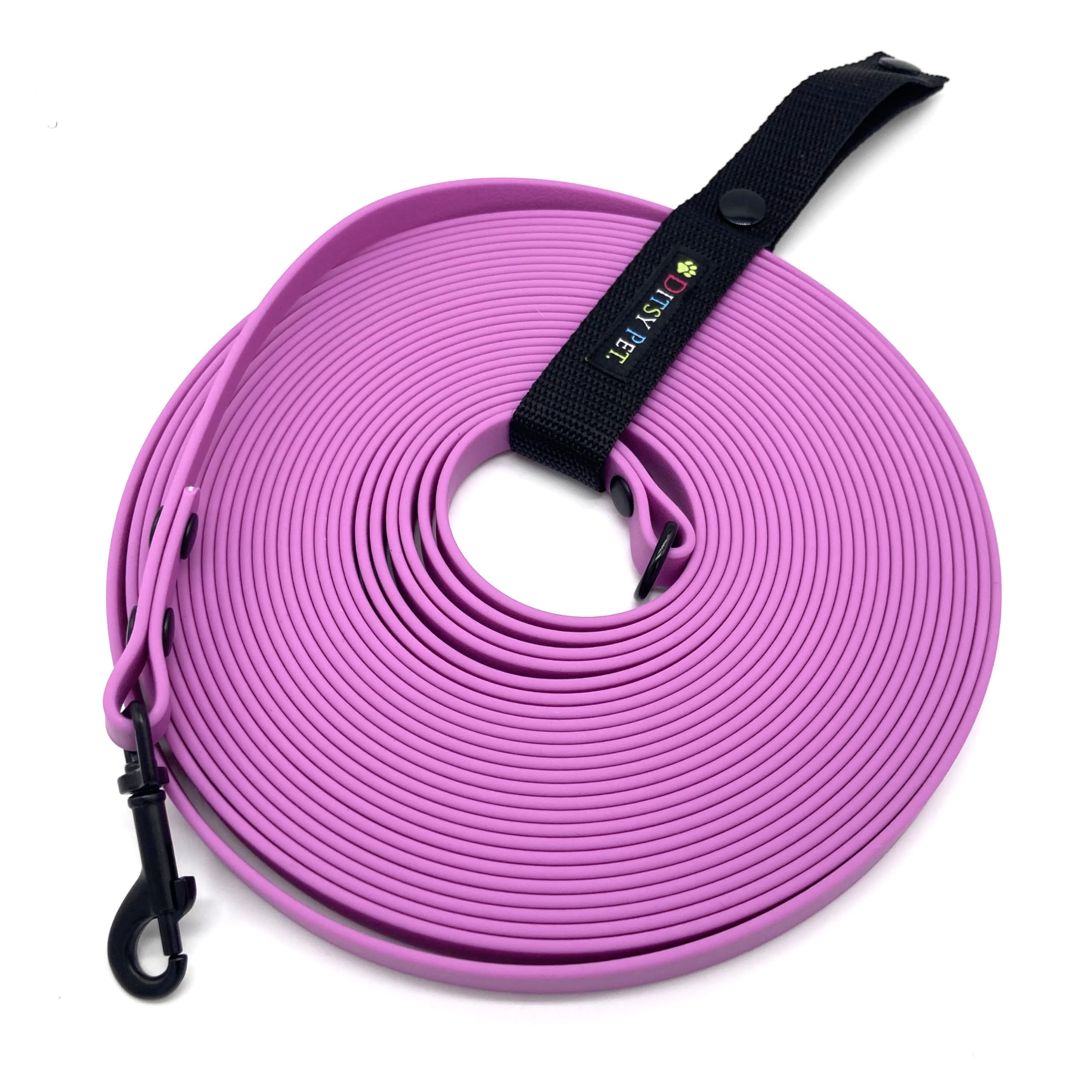 Ditsy Pet 8M 10M 15M Waterproof Coated Webbing Training Lead with Fixed Handle Long Line For Training Recall and Obedience Suitable for Small Medium and Large Dogs (Purple, 8M) — image 1