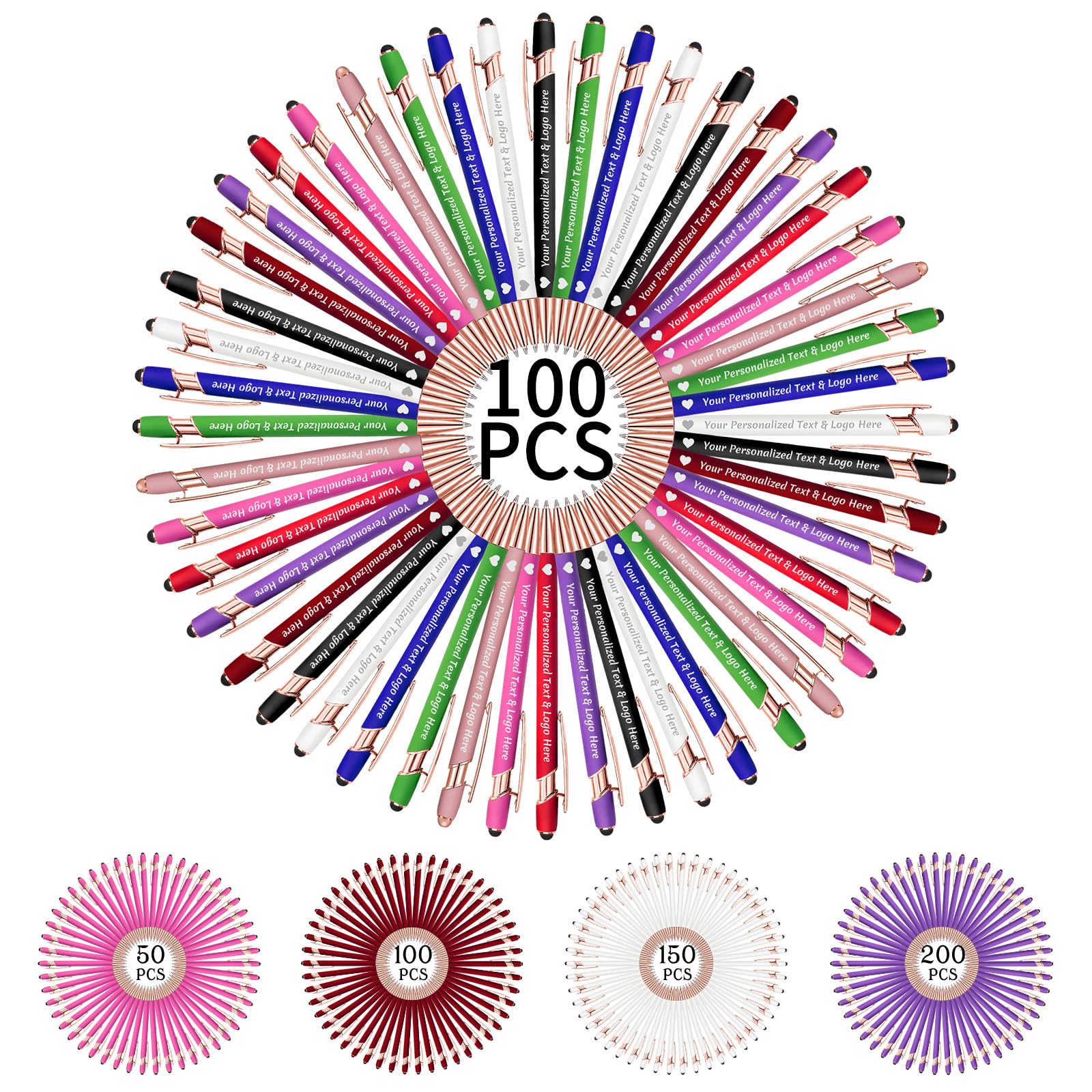 STREADVE 100 Personalised Pen Add Your Own Logo Name Pens Engraved Customised Ballpoint Pen Writing Stylus Pen Custom Business Hotel Reception Promotion Gift Unique Present