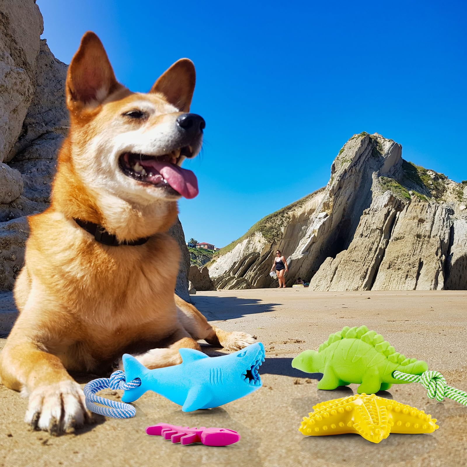 WinnerWhy Schwimmendes Hundespielzeug für kleine Hunde, Wasserschwimmspielzeug, Kauspielzeug für die Zahnreinigung, interaktives Kauspielzeug für kleine Hunde, 4 Stück