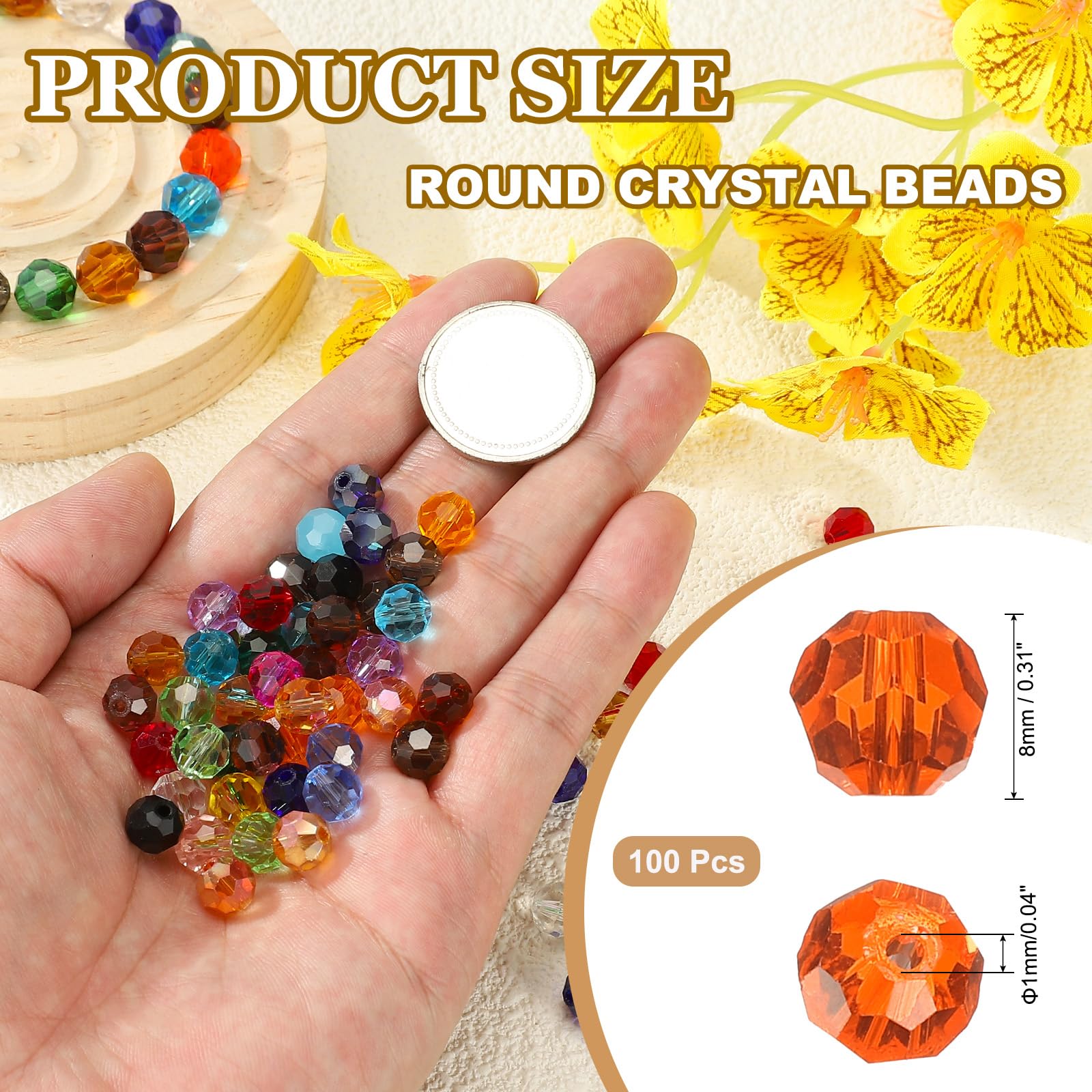 PATIKIL 8mm Round Crystal Beads - Image 2