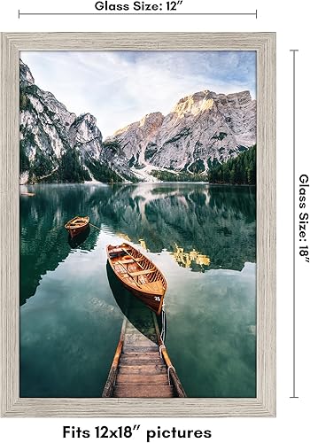Miniatura 2 de Americanflat - Portarretratos de madera manufacturada de 12 x 18 pulgadas, color madera flotante, con vidrio inastillable, formato horizontal y