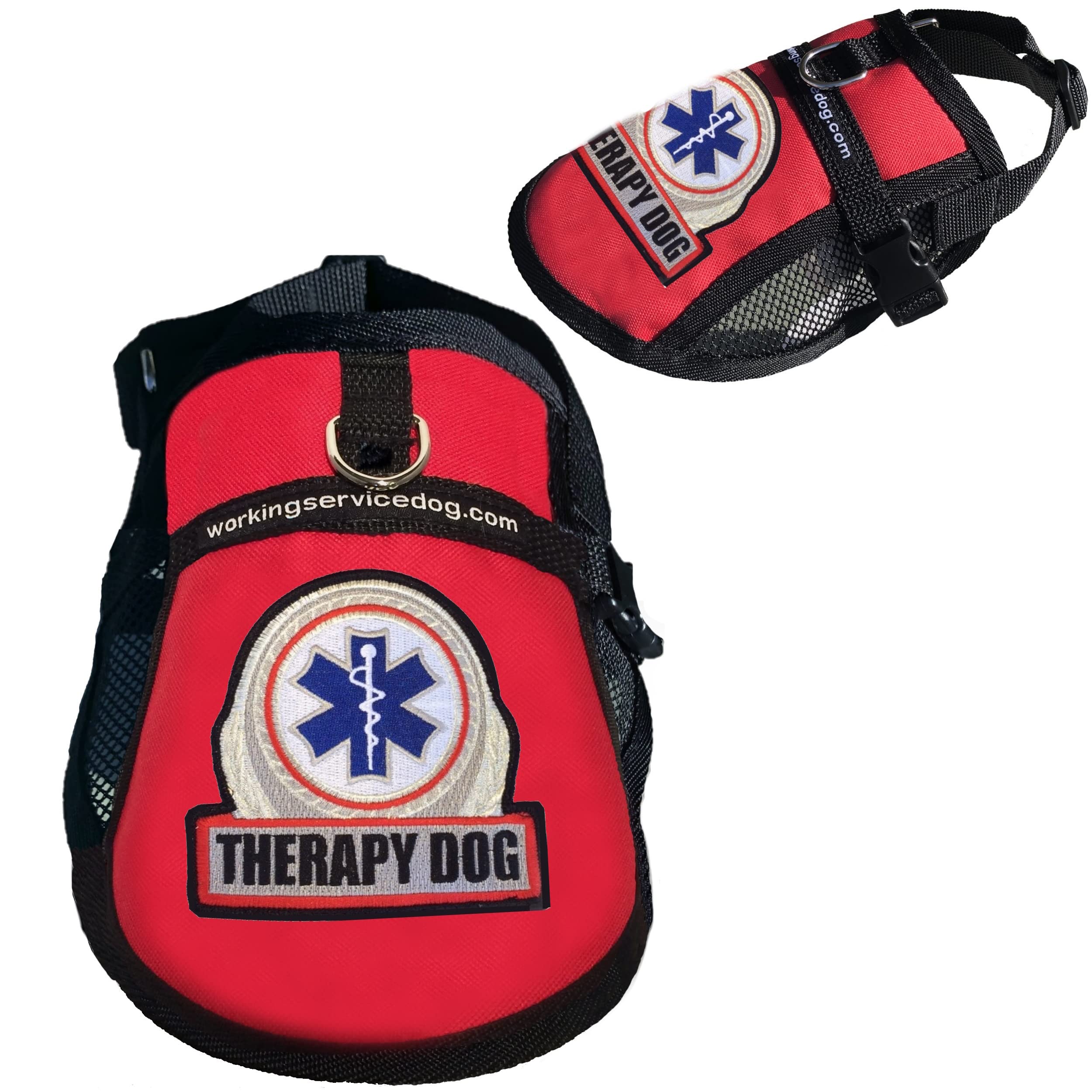 Premium Therapy Dog Vest with Mesh Cooling Panel | Therapy Dog Harness with Identification Patch (RED, Fits Girth 28" - 31")