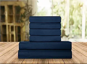 Elegant Comfort Luxury Soft Bed Sheets 1500 Premium Hotel Quality Microfiber Softness Wrinkle and Fade Resistant (6-Piece) Bedding Set, King, Sapphire Blue