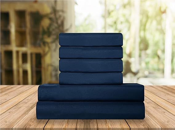 Elegant Comfort Luxury Soft Bed Sheets 1500 Premium Hotel Quality Microfiber Softness Wrinkle and Fade Resistant (6-Piece) Bedding Set, King, Sapphire Blue
