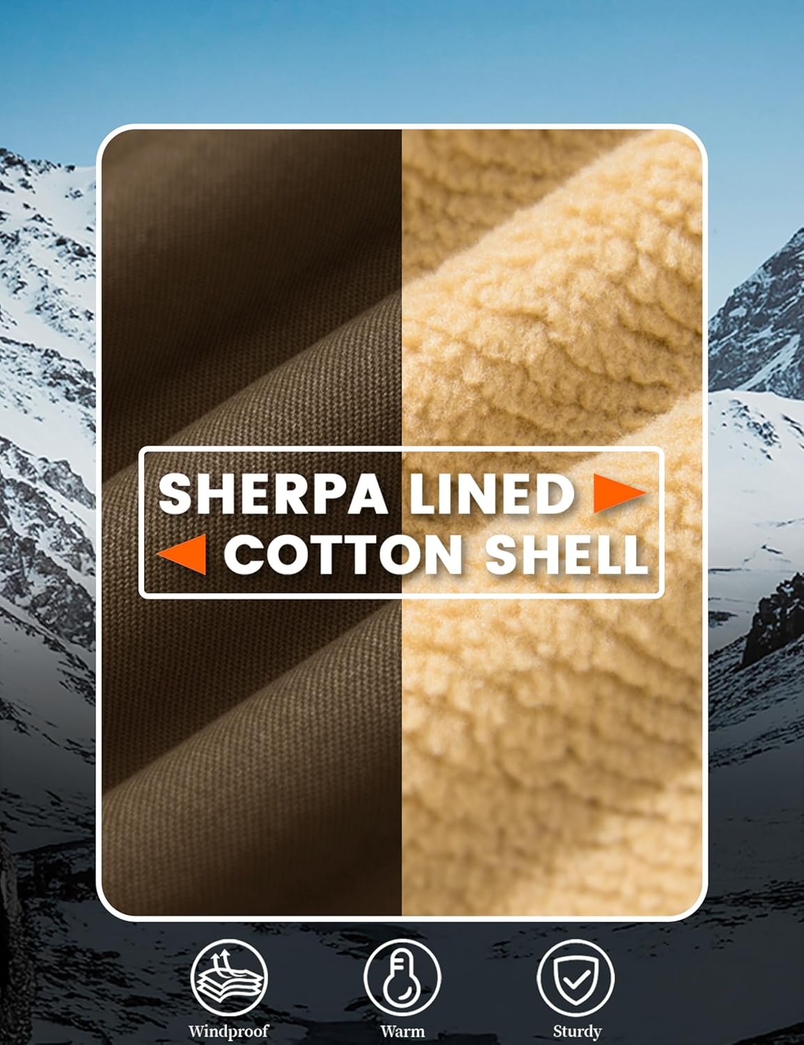 MAGCOMSEN Men’s Winter Jacket Lined Sherpa Jacket Warm Trucker Coat Multi Pocket