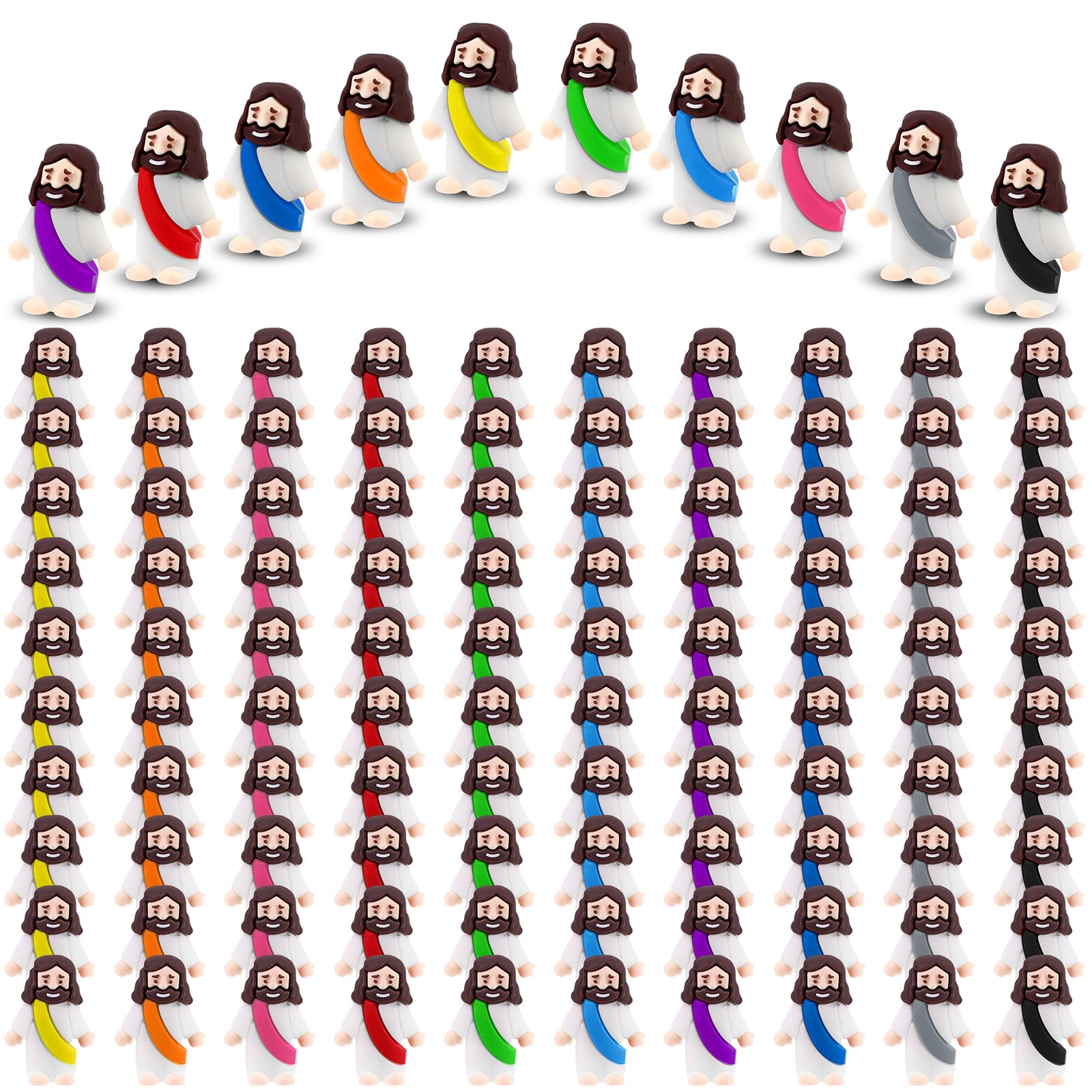 120 Pcs Mini Jesus Figures Toys Religious Tiny Jesus Figurine Rubber Jesus Doll to Hide and Seek Church Favors Gift for Sunday School Baptism Activities