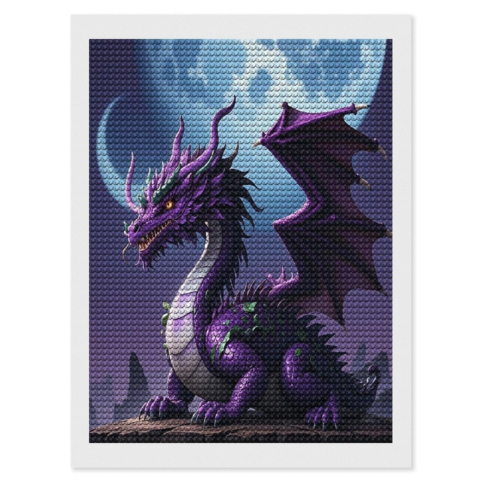 FekiLoot Purple Dragon Purple Moon Diamond Painting Kits for Adults Full Round Drill Diamond Art Kits for Beginners 5D DIY Diamond Dots Paintings Diamonds Pictures Gem Art Home Wall Decor 12"x16"