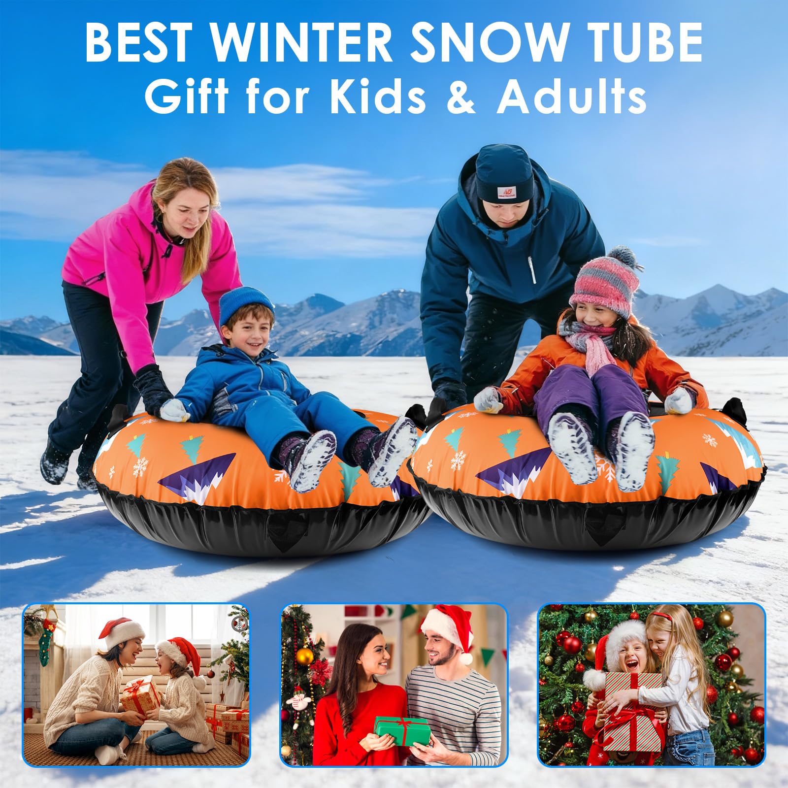 BROTOU Trineo inflable de nieve 120 cm con asas y funda