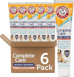 Arm & Hammer Complete Care Enzymatic Dog Toothpaste with Baking Soda and Calcium, Fluoride Free Formula for Plaque Tartar Control and Fresh Breath, Chicken Flavor, 6.2 Oz
