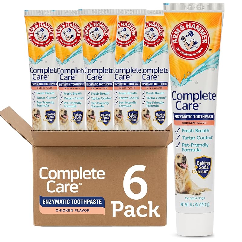 Creme Dental Enzimático para Cães ARM & HAMMER Complete Care, Sabor Frango, 6 Tubos de 176 g