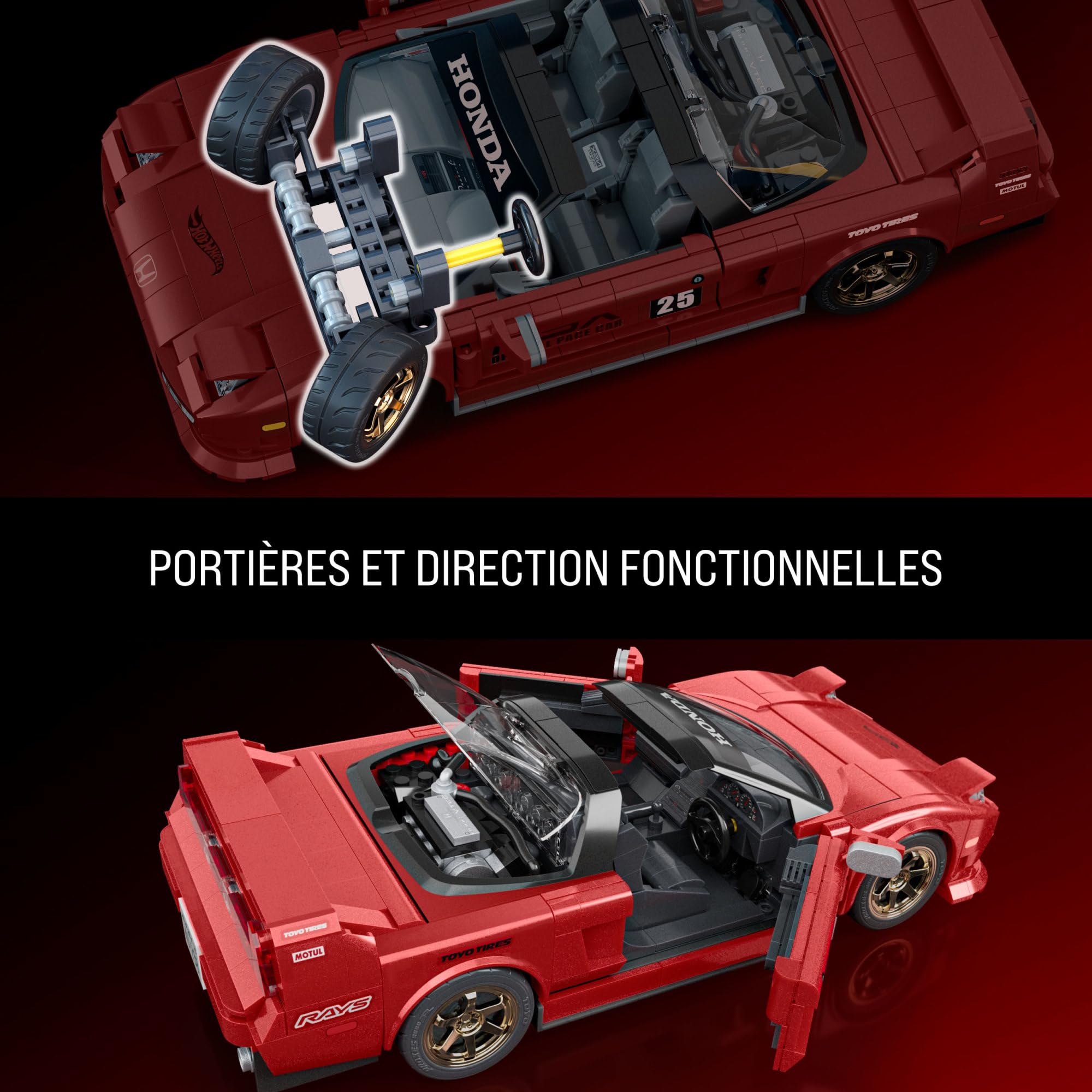 Mattel Brick Shop Hot Wheels Coffret de Construction NSX Acura des Années 90 Mattel Brick Shop de la série Elite, avec 876 pièces, collectionneurs adultes et enfants à partir de 10 ans, JFT17