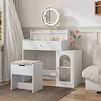 スイトピーのお部屋専用 Amazon.com: Semiocthome Makeup Vanity Desk with Mirror and