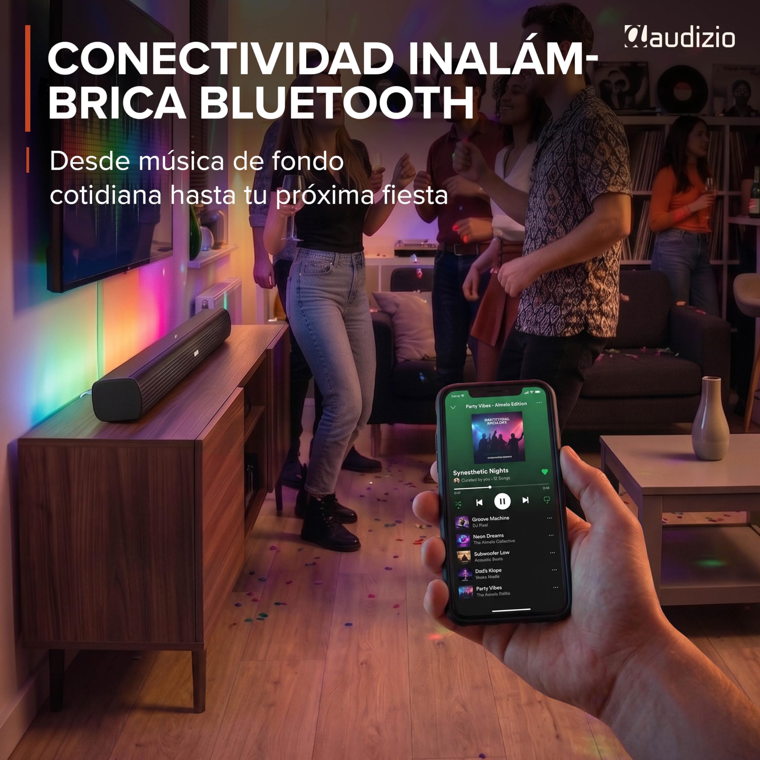 Audizio SB80 – Barra de Sonido 70W con HDMI ARC, Bluetooth 5.3, USB, Entrada óptica y AUX, soundbar 81 cm para TV, Altavoces para televisión con Mando a Distancia, Color Negro
