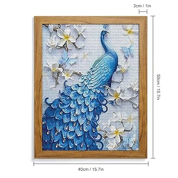 鳥さんのダイヤモンドアート Amazon | ダイヤモンドアート キット 青孔雀です 5D モザイク