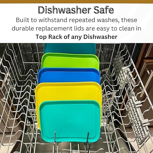 Miniatura 7 de Tapas de repuesto azules para 6 tazas Pyrex 7211 y Klare Ware rectangulares (recipientes de vidrio no incluidos) aptos para microondas, congelador y