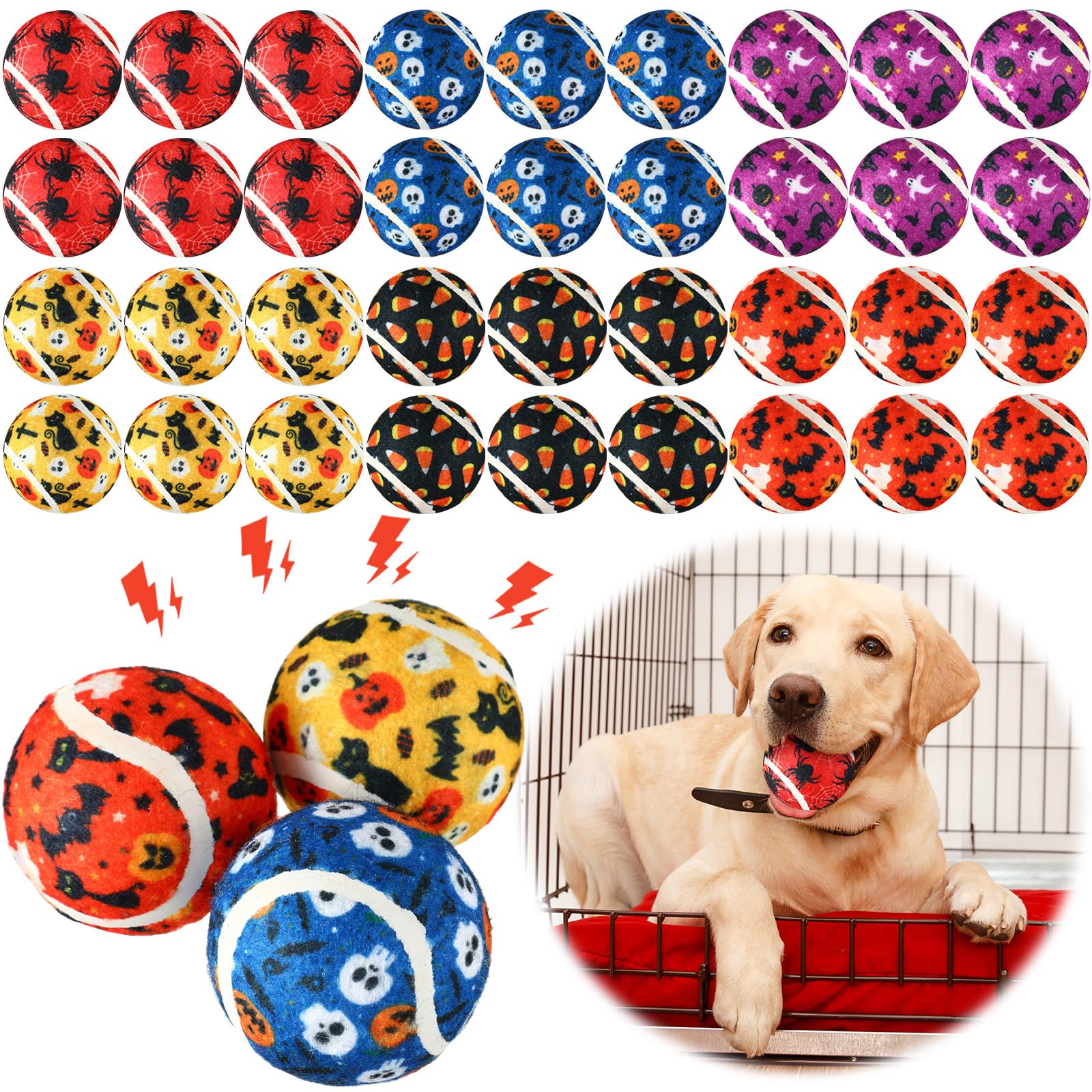 36 Pcs Dog Squeaky Tennis Balls 2 5 Inch Interactive Balls for Small Medium Large Dogs Teething Chew