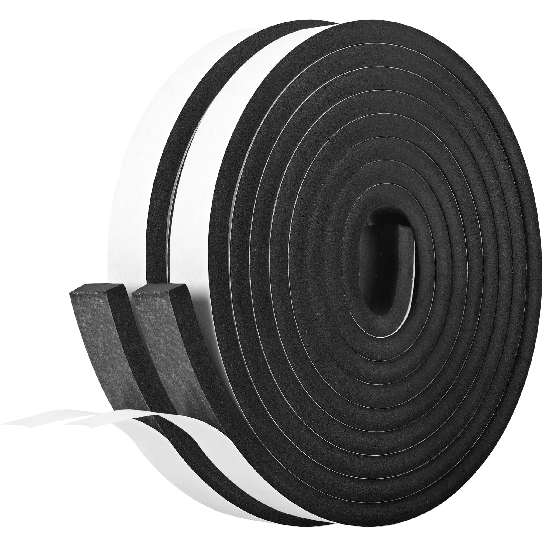 Kikerike Self Adhesive Foam Tape Weatherstrip 3/4In x 3/8In x 20Ft High Density Foam Insulation Strips Seal Weather Stripping with Strong Adhesive for Door and Window Sound Isolation Soundproofing