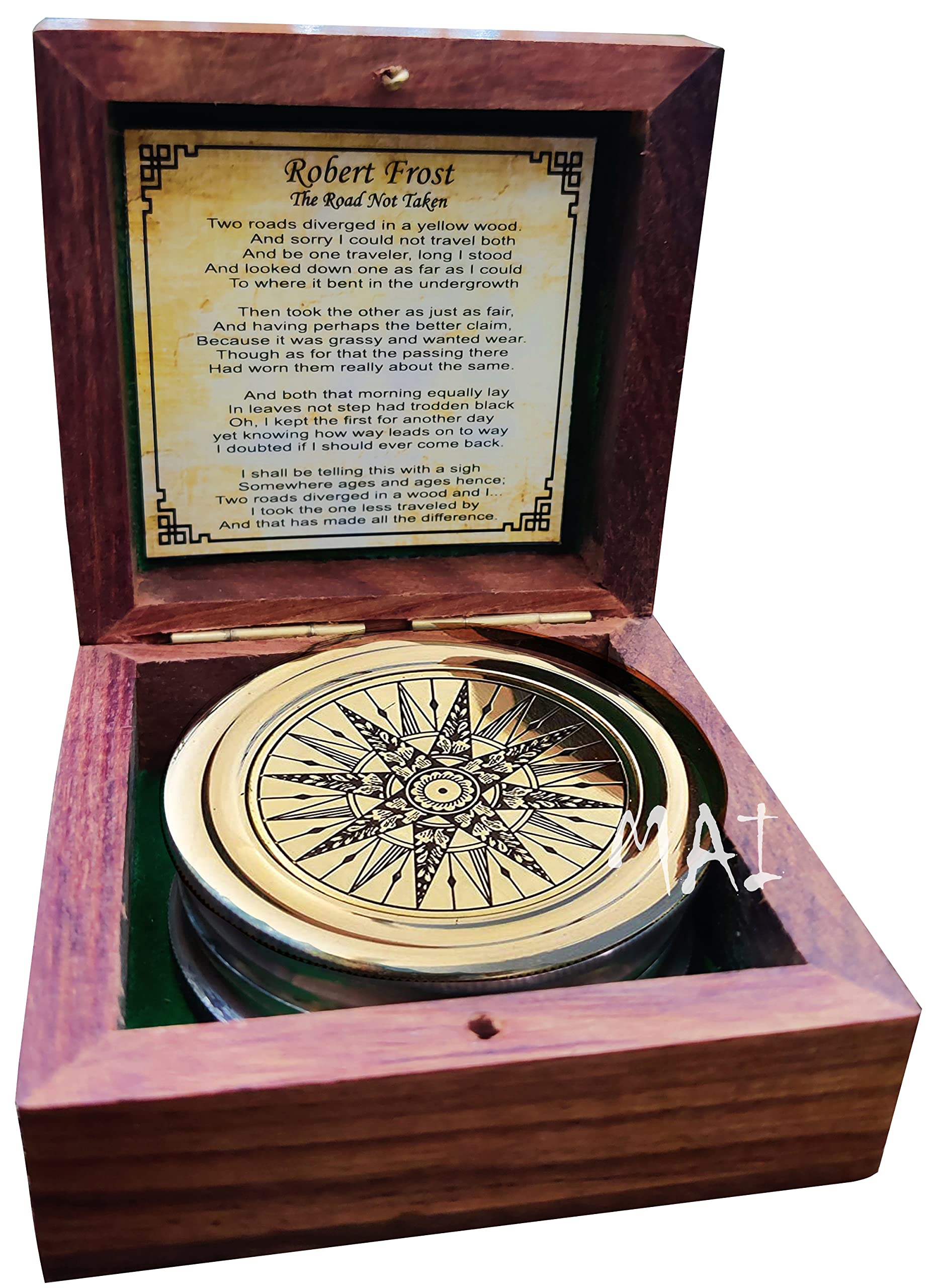 Boussole Montre De Poche En Laiton - Poème De Robert Frost - Cadeau Original
