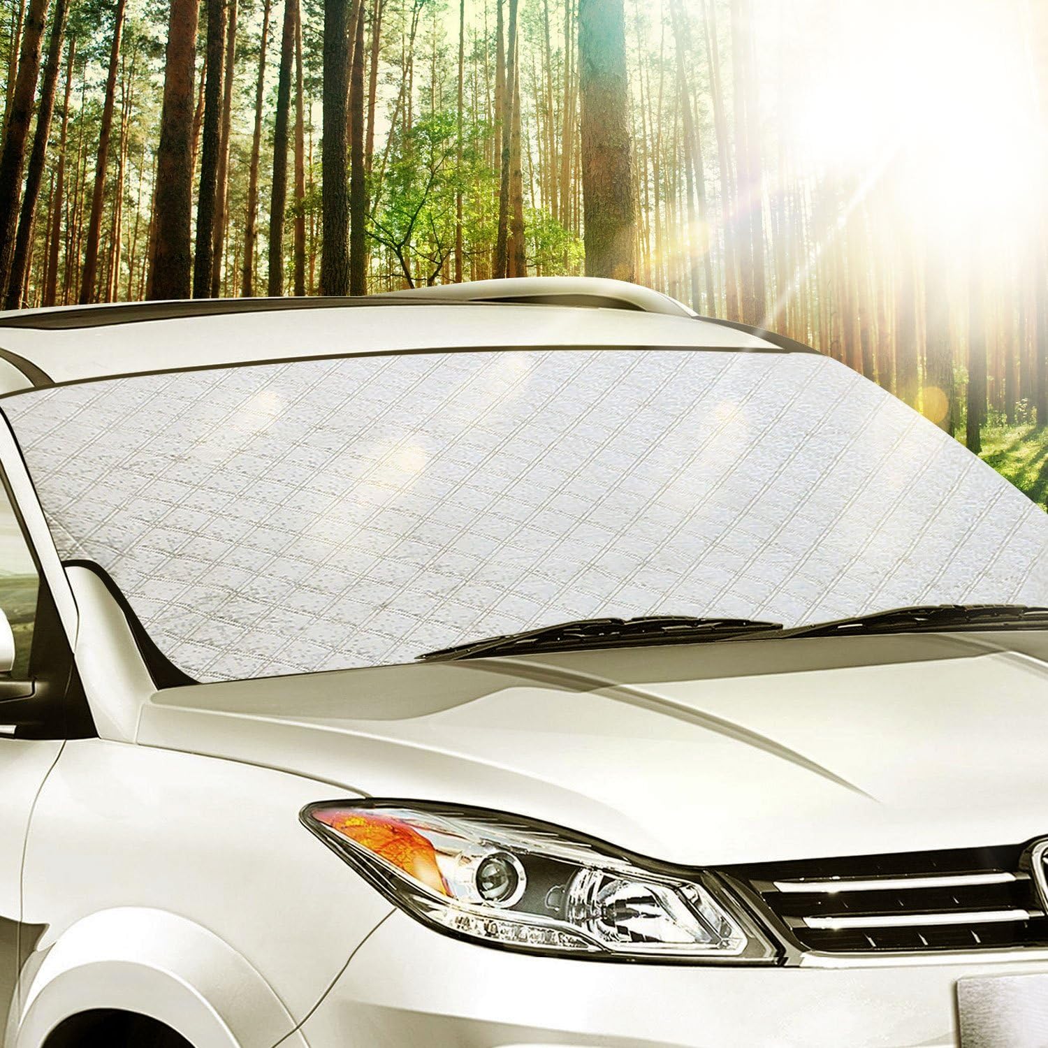 Car Windscreen Snow Cover, SNAN Windshield Frost Covers Anti Foil, Ice, Dust,Sun Aluminum Shield Screen Protector in all Weather
