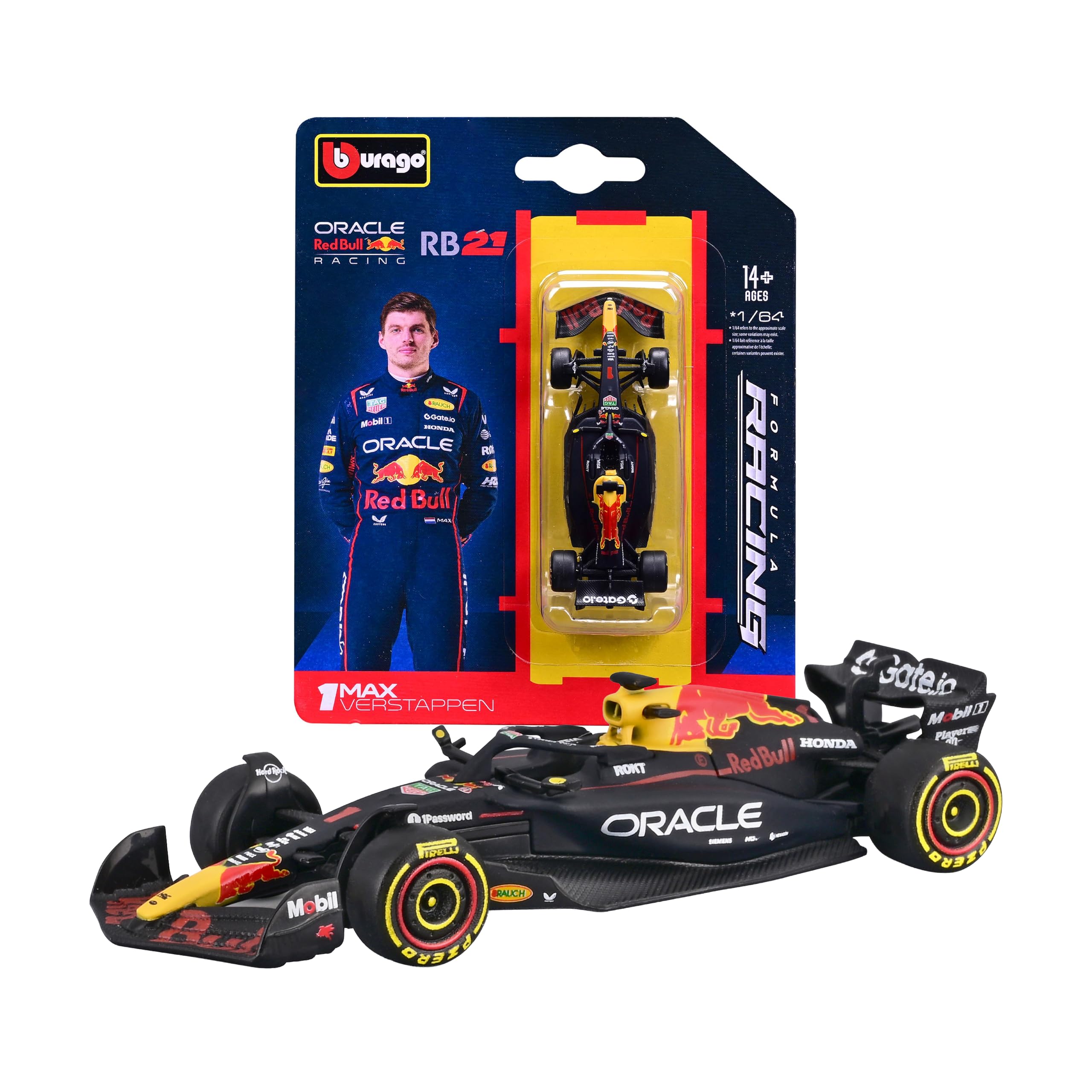 Bburago - F1 Red Bull Racing RB21 2025#1 Max Verstappen, 1:64 Scale Diecast Car, Detailed Formula 1 Single-Seater Replica, Official Colours, Collectible Blister Pack, Recommended Age 14+ Years