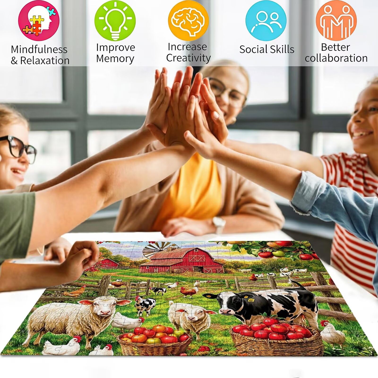 Puzzle 2000 Teile Bauernhof, Holzpuzzle Erwachsene, Klassisches Lernspiel Puzzle Tier, Impossible Jigsaw Puzzles, Wunderschönes Deko Puzzes und Geschenke, Bastelset Erwachsene 99.5 X 70.5cm 8p-664