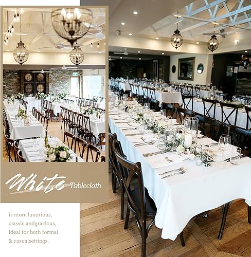 Miniatura 241 de Paquete de 8 manteles redondos blancos de 90 pulgadas, manteles redondos de poliéster lavables para mesa de tela decorativa resistente a