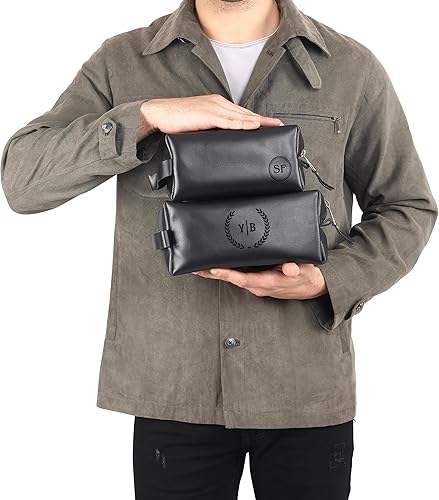Miniatura 6 de Bolsa de aseo de piel Luxe-Range, kit de viaje personalizado, regalo para padrinos, bolsa de afeitar para hombres, regalo para el día del padre,