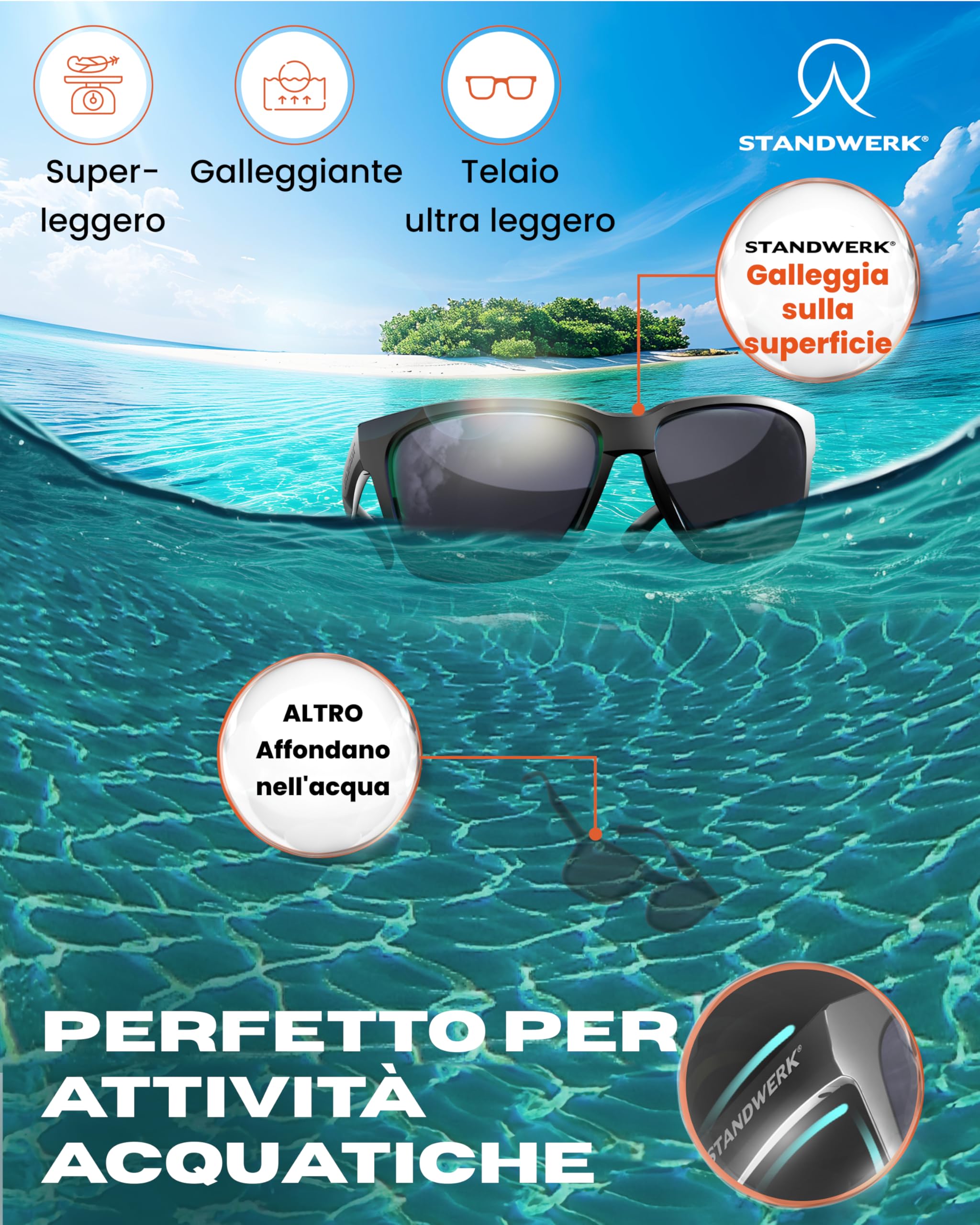 STANDWERK® Occhiali da sole uomo [polarizzati e protezione UV]