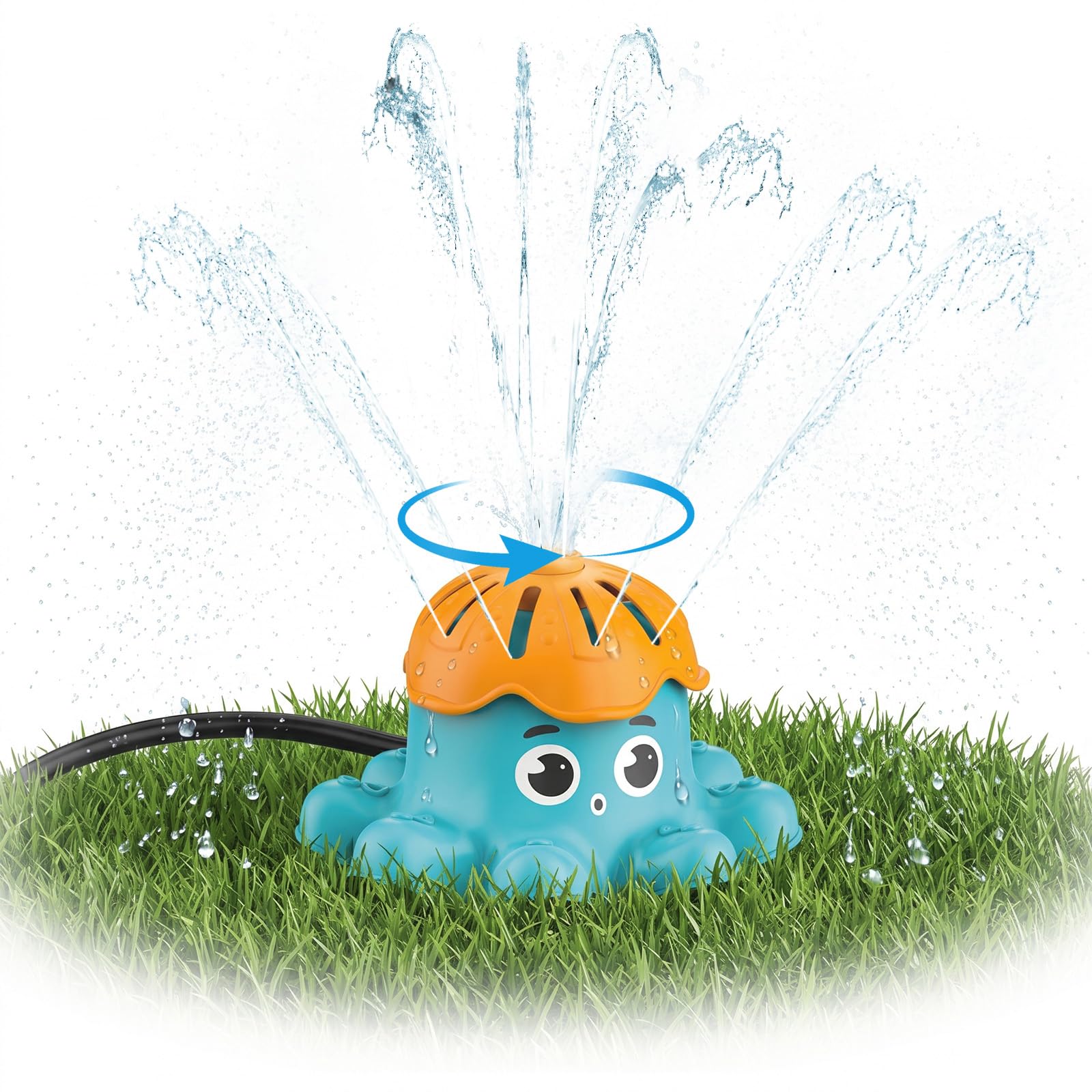 Sprinkler for Kids, Octopus Outdoor Garden Water Sprinkler, Blue Octopus 360° Garden Lawn Spray Toy for Summer Fits All Hoses, Water Fun Sprinklers Summer Toy Gifts for 3-5+ Year Old Boys Girls