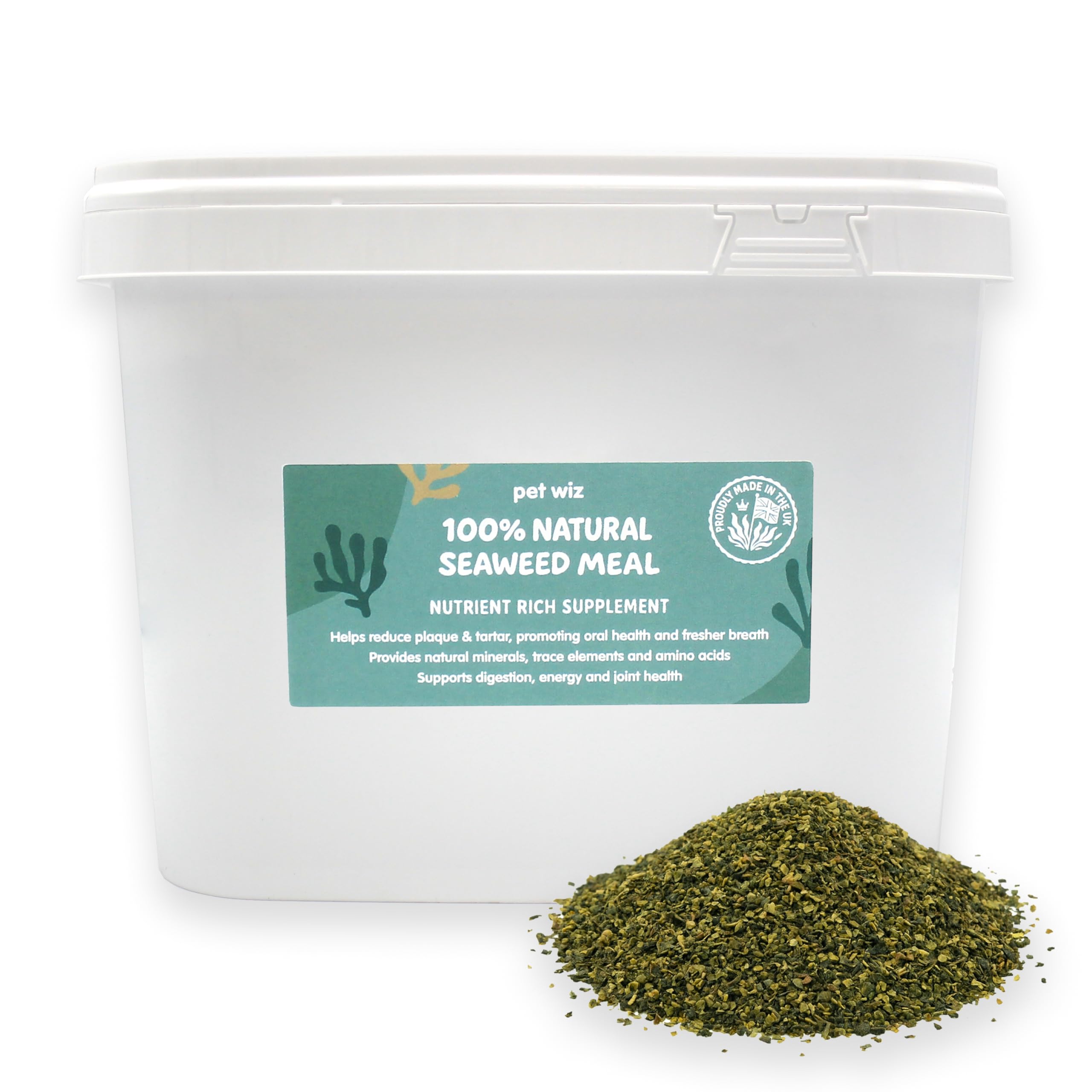 pet wiz 100% Natural Seaweed Meal for Dogs – Natural Plaque & Tartar Remover, Freshens Bad Breath & Promotes Healthy Gums – Supports Digestion & Overall Health – Made in UK (5kg)