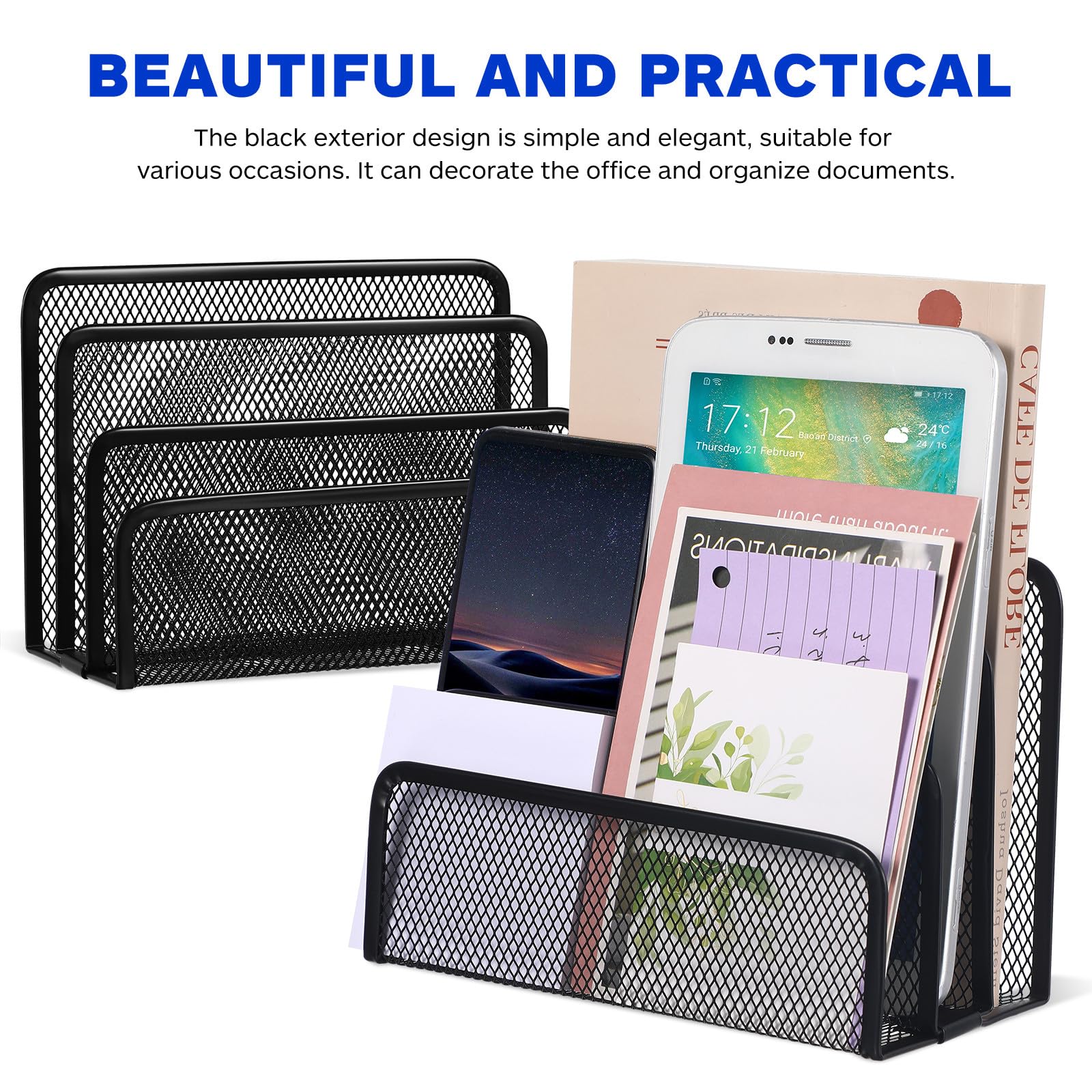 Organisateur De Fichiers Métallique À 3 Compartiments Trieur De Bureau Pour Documents A4 Porte-Dossiers Et Brochures Range Documents Compact 6.89X4.72X3.35In Rangement Bureau Pratique