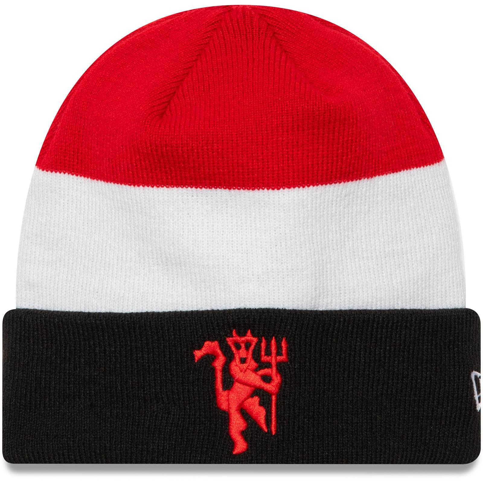 New Era Adult's Knit Beanie Hat Flag Cuff Manchester United FC Black