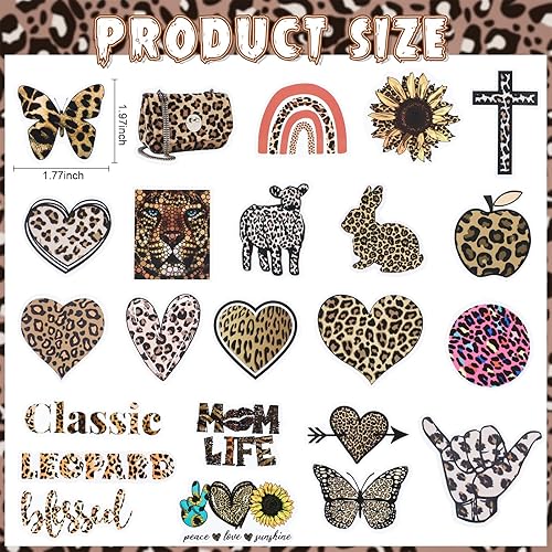 Miniatura 3 de Paquete de 100 calcomanías con estampado de leopardo, vinilo impermeable, estampado de guepardo, calcomanías estéticas de leopardo para mujeres,