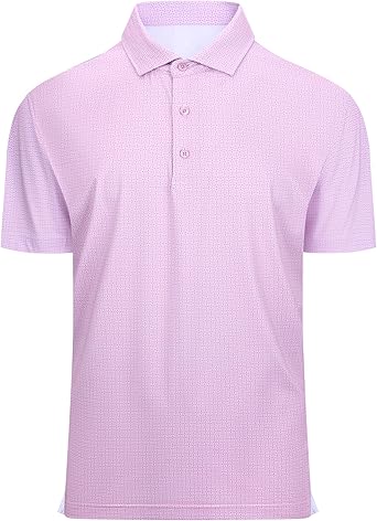 Alex Vando Mens Golf Shirt Moisture Wicking Classic Print Golf Shirts for Men