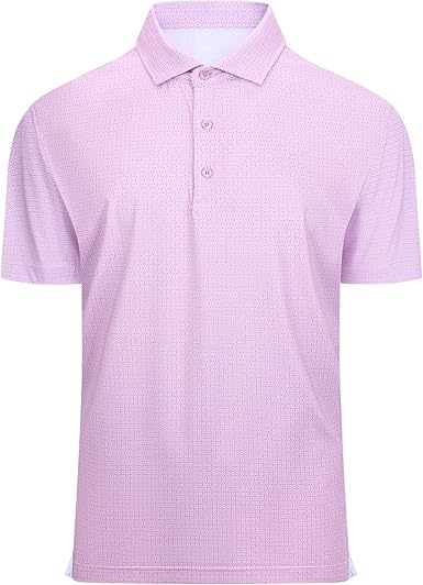 Alex Vando Mens Golf Shirt Moisture Wicking Classic Print Golf Shirts for Men