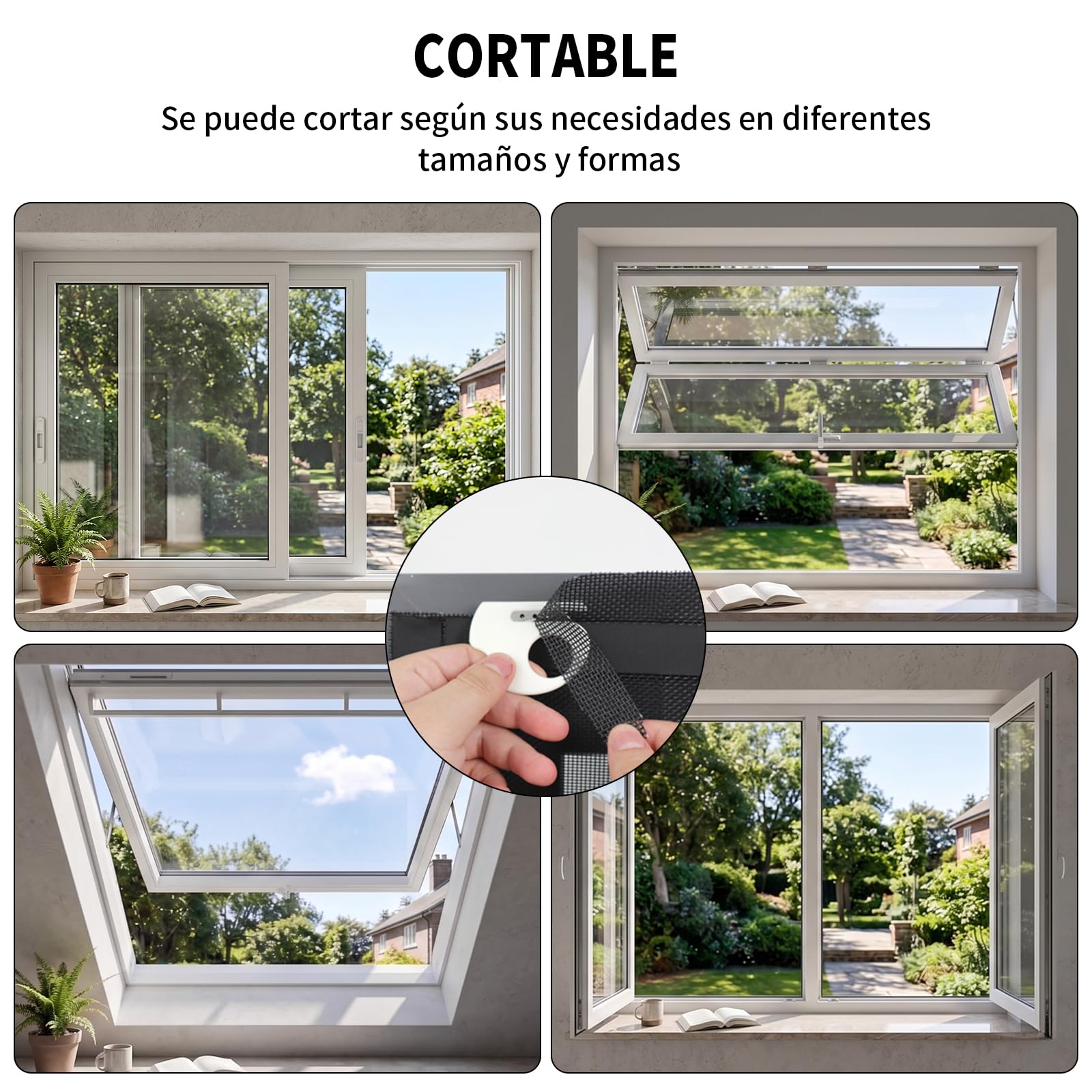 BKSAI Mosquitera Ventana para Gatos, Red Anticaída Adhesiva sin Taladrar, Malla Recortable Resistente a Arañazos, Protección Mascotas para Ventana - 130x150CM Negra