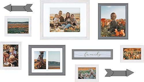 Miniatura 9 de Kate and Laurel Bordeaux Expressions - Colección de decoración de pared, juego de 10, acabados industriales de granja, marcos de varios tamaños y