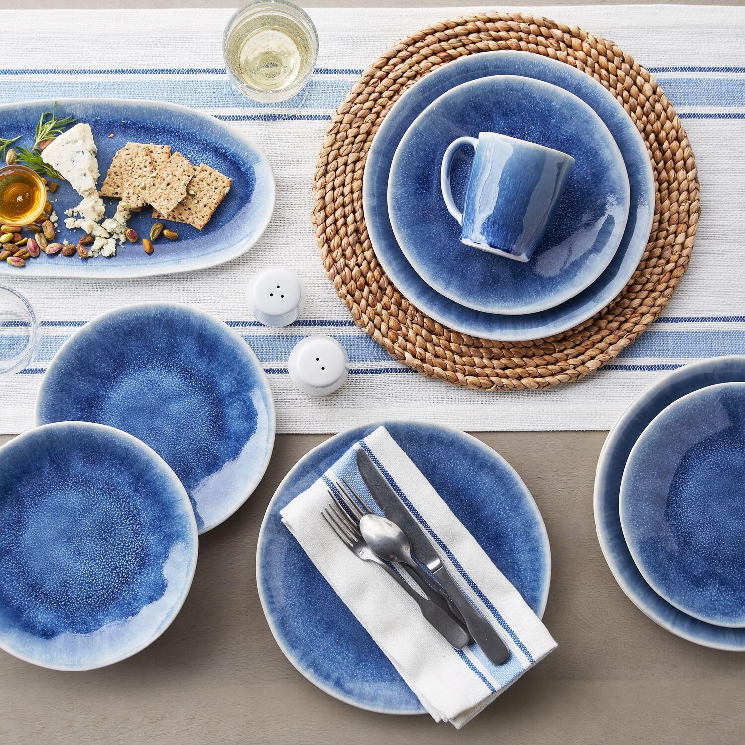 Amazon.com: Sur La Table Cloud Woven Stripe Napkins, Set of 4