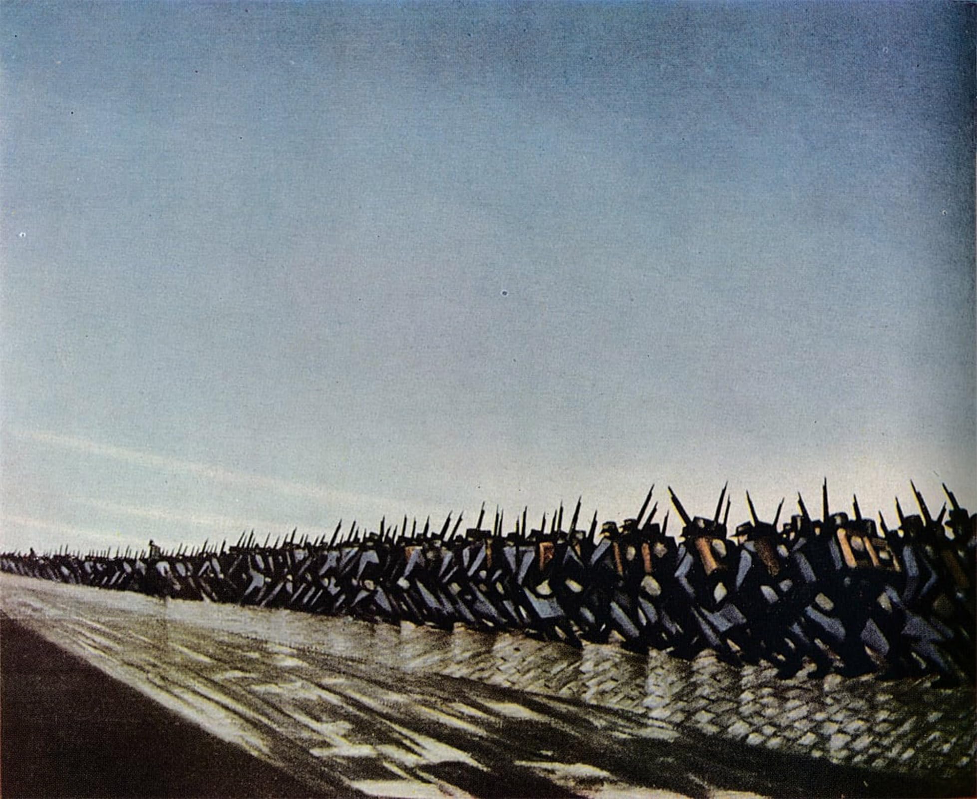 SERENDIPITP Aesthetic Poster Photo Wall Print Retro Picture Column on the March by Christopher Richard Wynne Nevinson Modern Wall Artwork for Home Decor 60x90cm