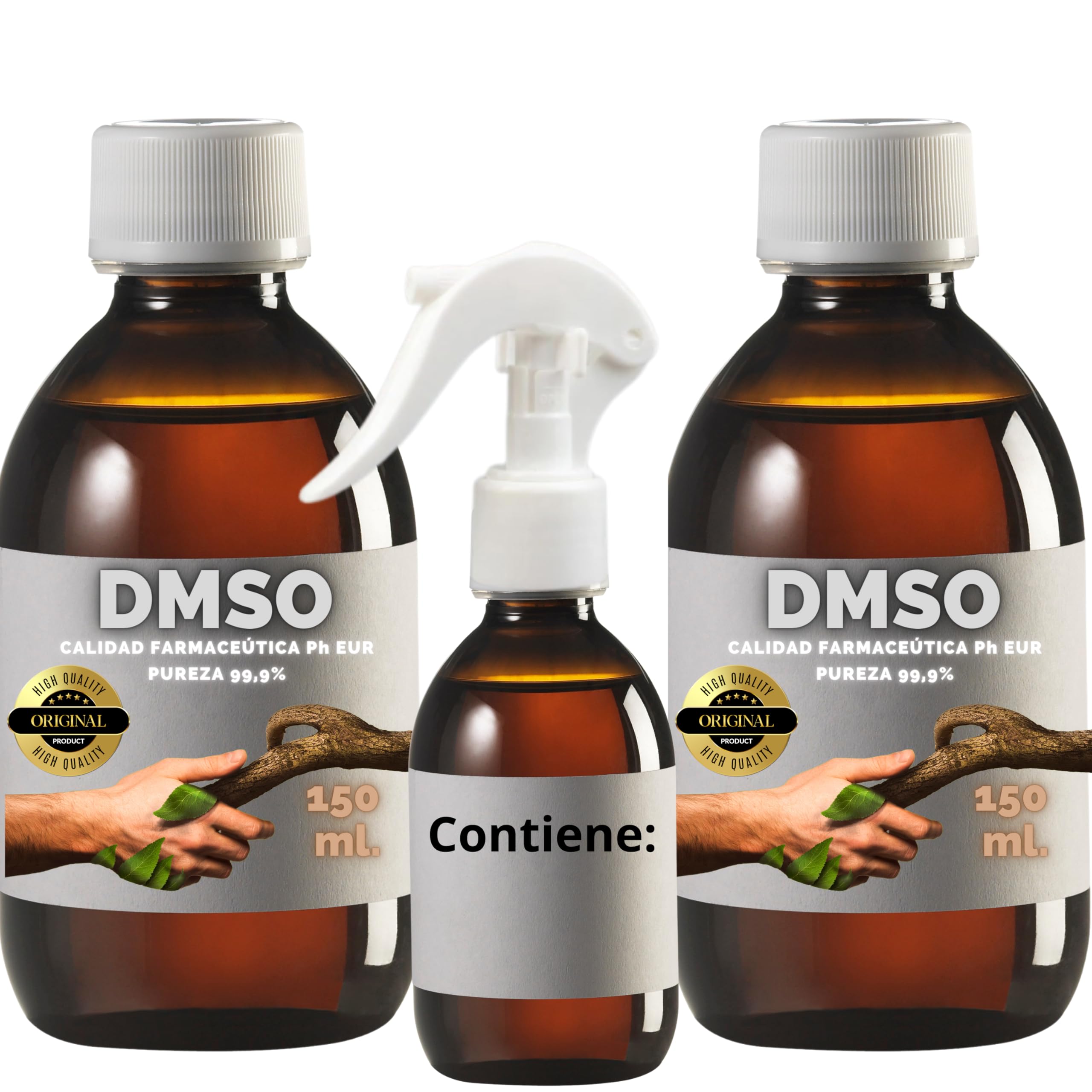 2 x DMSO 150 ml. 99,9% czystości z zakraplaczem | Jakość dimetylosulfotlenek Ph Eur | Butelka prezentowa 125ml Dyfuzor + Kubek Dozujący | Bursztynowe Butelki Laboratoryjne | Uszczelka bezpieczeństwa