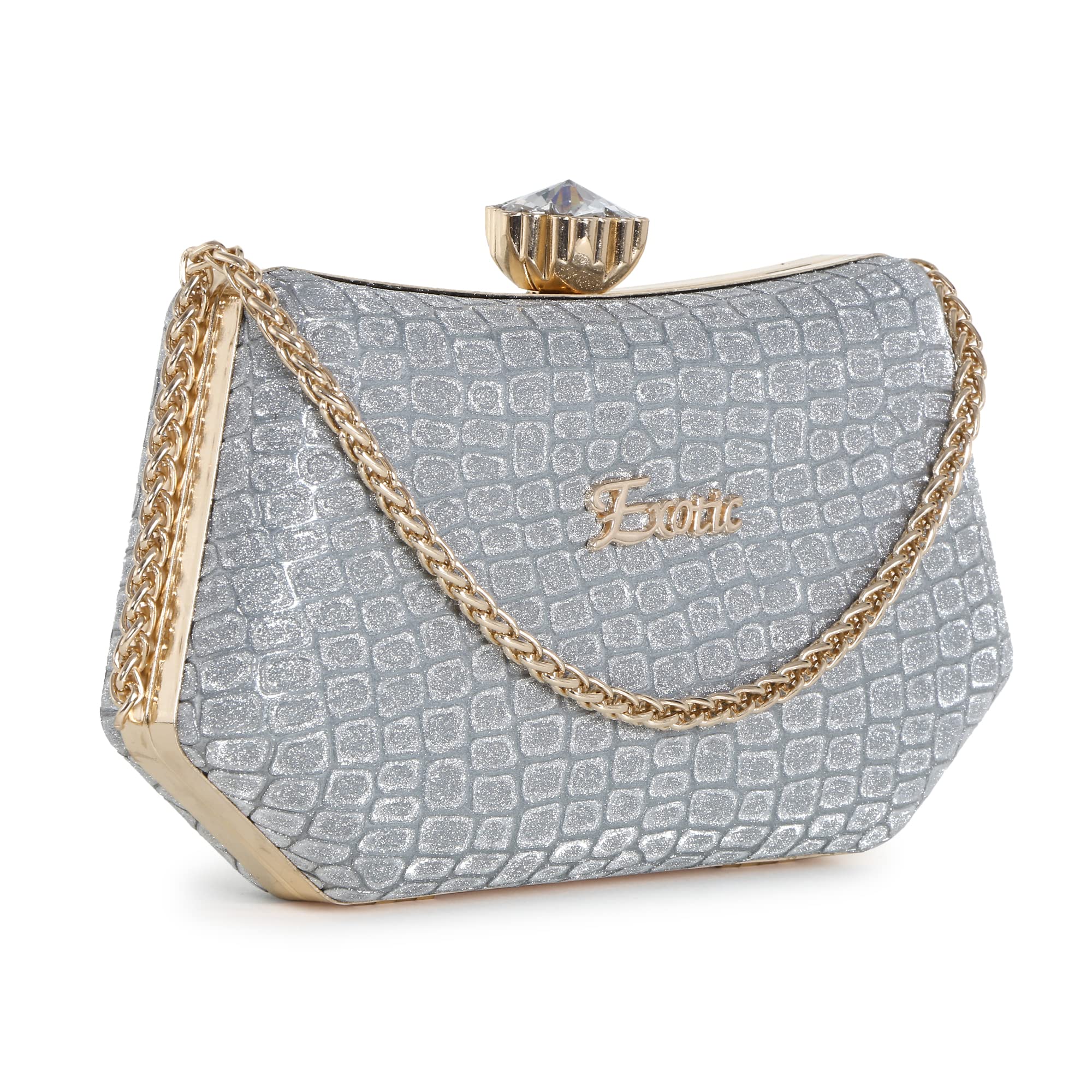 EXOTIC Womens Silk Bridal Snap Sling Bag (Grey) (B0BSG1F354) Amazon Price History, Amazon Price Tracker
