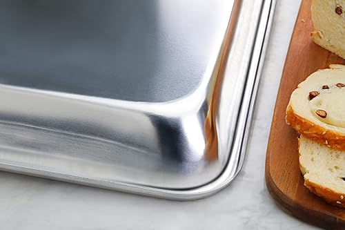 Miniatura 7 de New Star Foodservice 36800 Sartén de aluminio de grado comercial de calibre 12 con cuentas abiertas, 18 pulgadas de largo x 26 pulgadas de ancho x 2